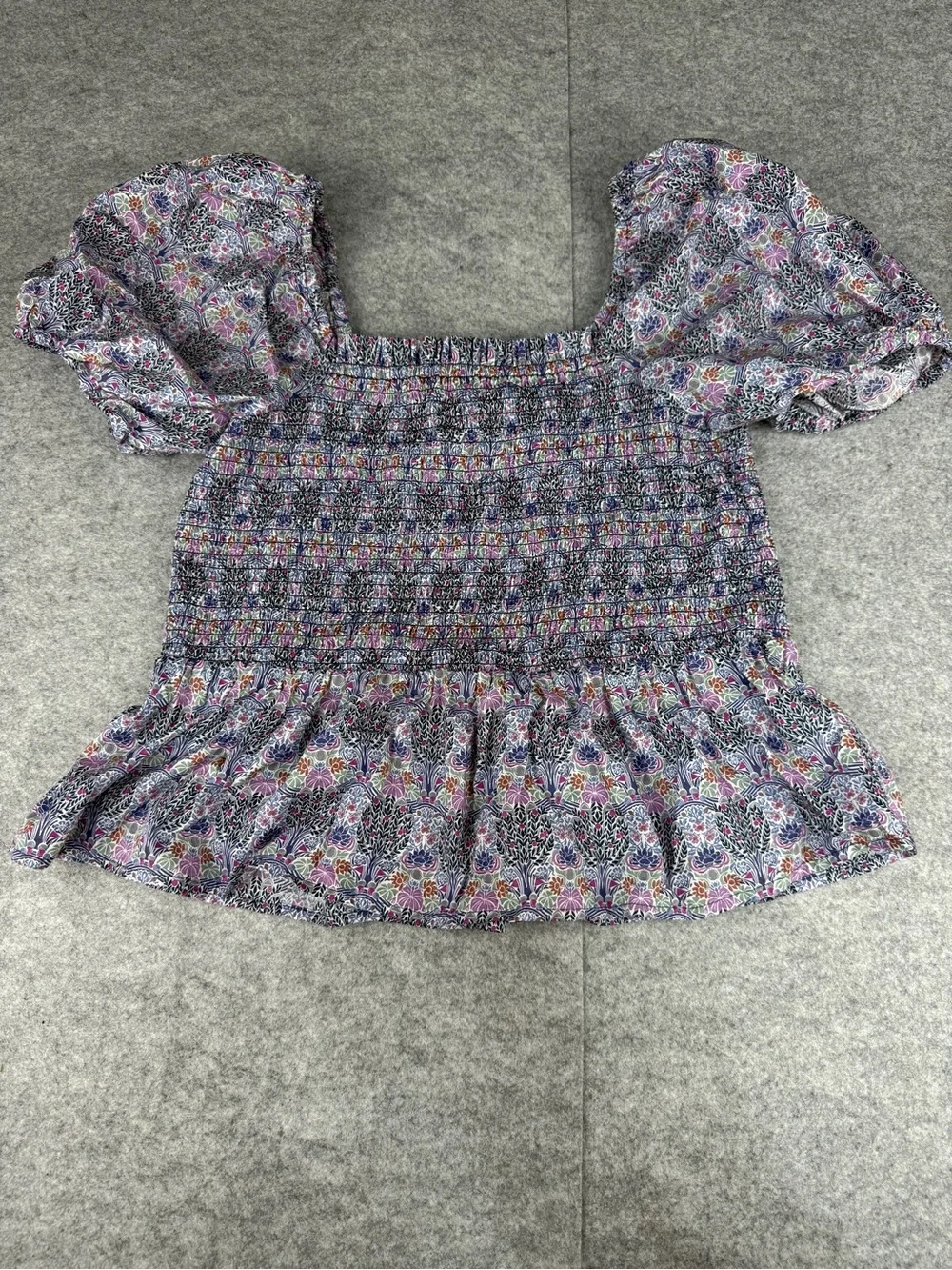 Liberty London Cottagecore J.Crew Smocked Floral Peplum Top XL